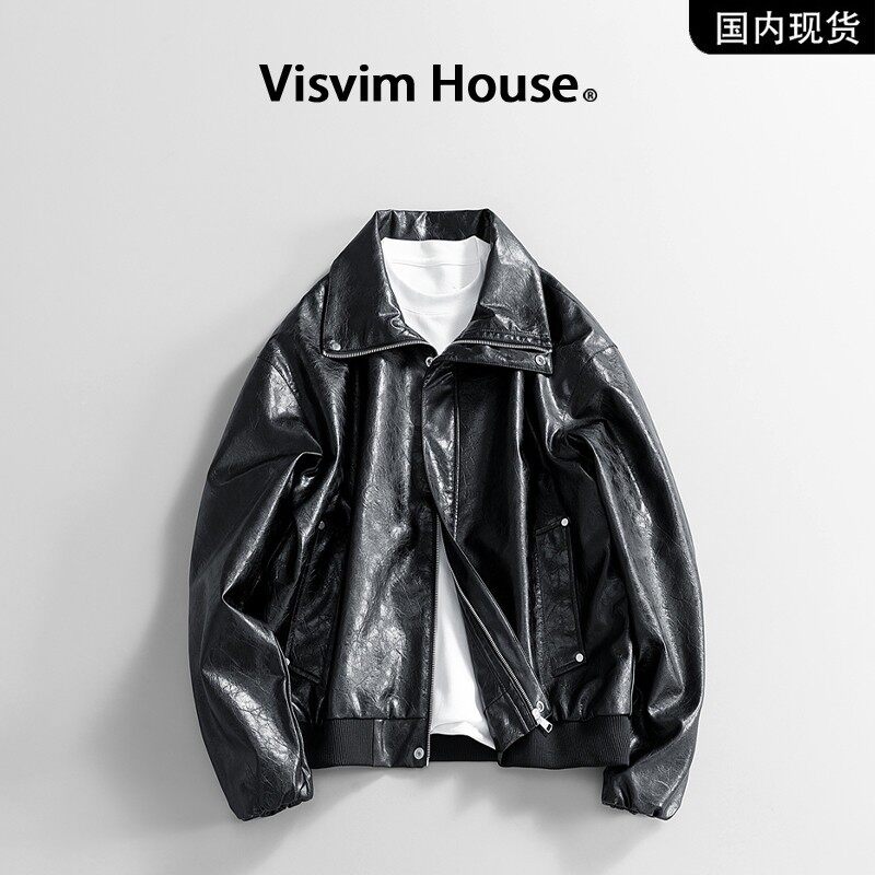 品牌现货撤柜】VISVIM WINGS春季新款宽松复古PU皮衣夹克外套男