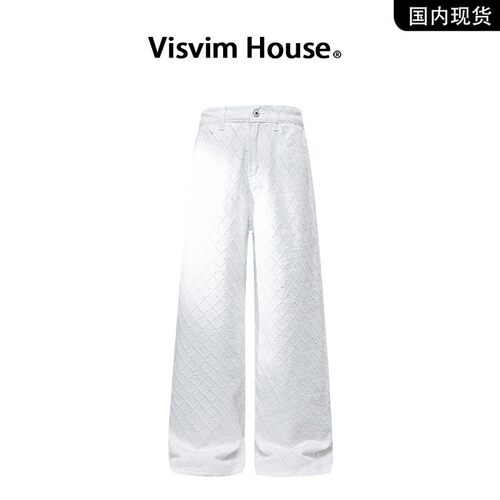 品牌现货撤柜】VISVIM WINGS春秋新款白色提花窄版牛仔裤男女款