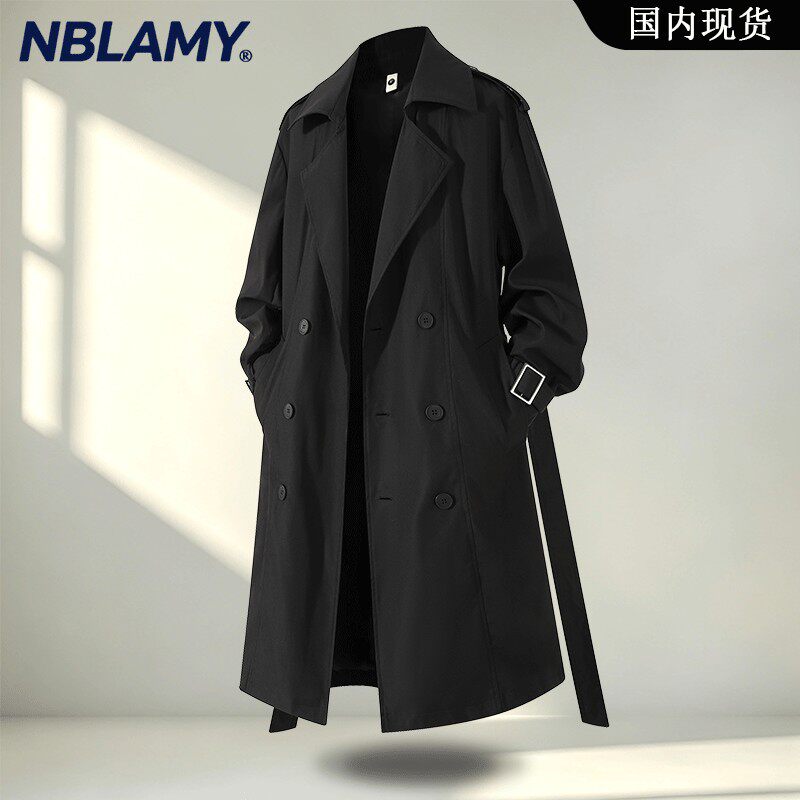 NBLAMY高级感痞帅高端男士风衣外套中长款秋季新款英伦风休闲大衣