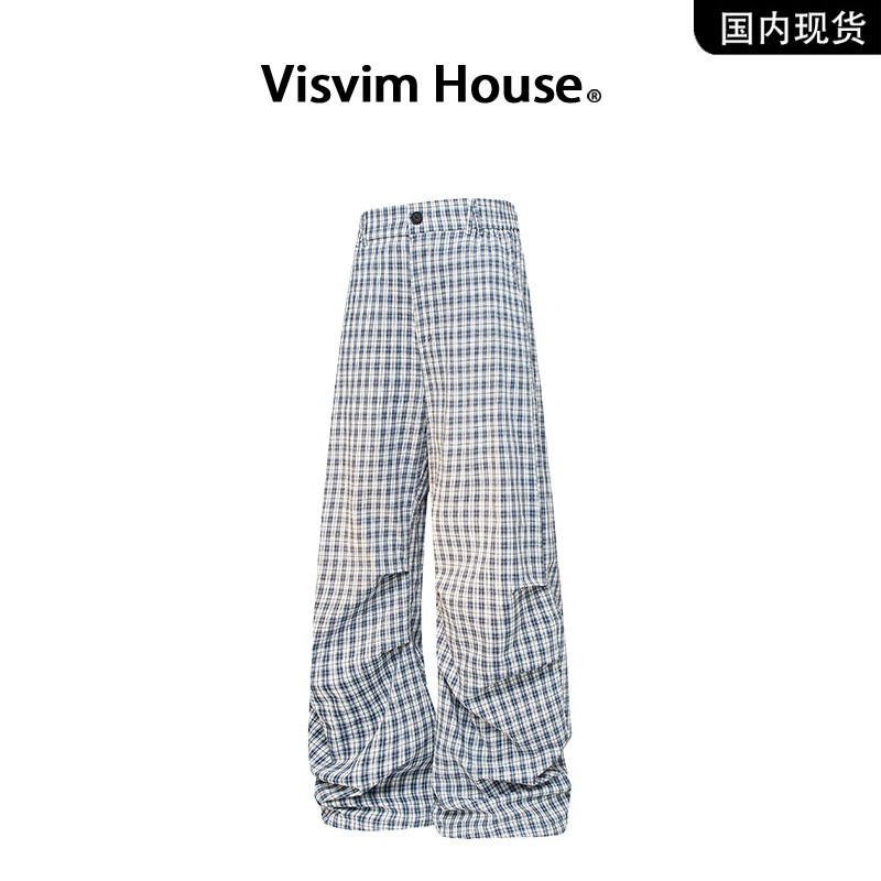 品牌现货撤柜】VISVIM WINGS春秋新款复古格纹褶皱阔腿休闲裤男