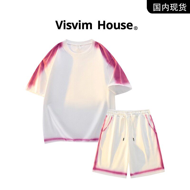 品牌现货撤柜】VISVIM WINGS夏季新款纯棉渐变宽松百搭套装情侣