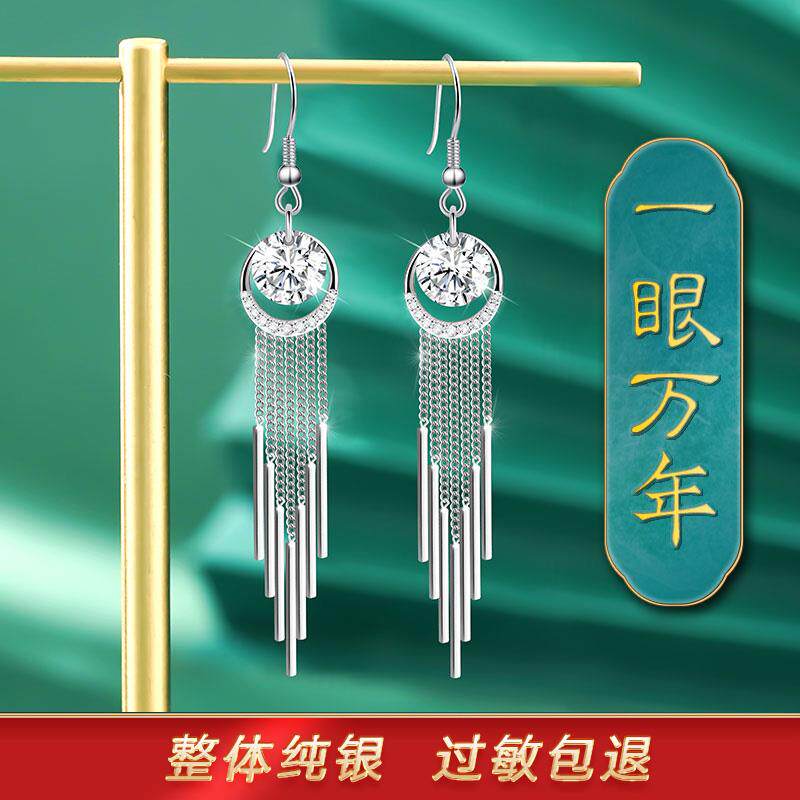 2024新款爆款高级感纯银流苏耳环耳饰轻奢女士长款耳坠银925耳线
