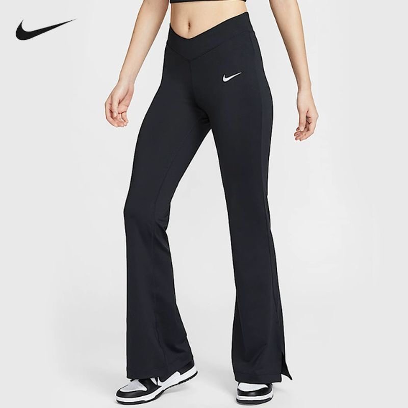Nike耐克秋新款瑜伽喇叭裤女外穿黑色垂感微喇裤提臀显腿长