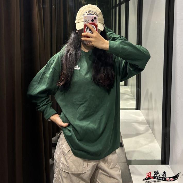 NIKE耐克秋季宽松纯棉薄款卫衣女子长袖轻便舒适慵懒风套头衫显瘦