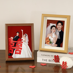 结婚登记照摆台轻奢风结婚照相框摆台加洗照片海马体6寸照片相框