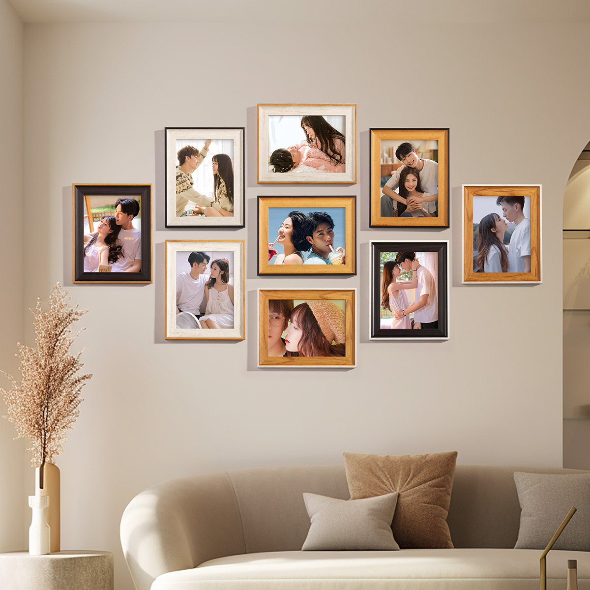 创意照片墙高级感客厅照片墙diy装饰照片墙组合相框洗照片照片墙