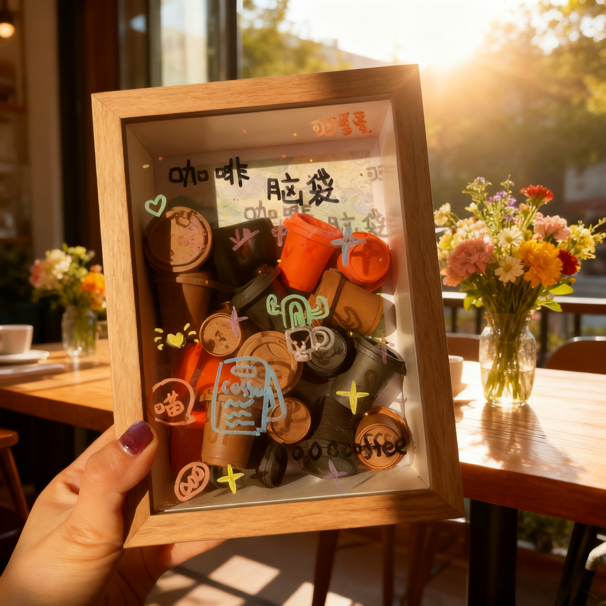 三顿半咖啡相框展示盒空罐收纳盒中空立体相框萌粒盲盒手办收纳架