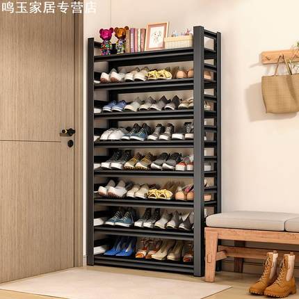 家用门口移动鞋架落地钢制简易收纳架入户玄关鞋柜多层铁艺置物架