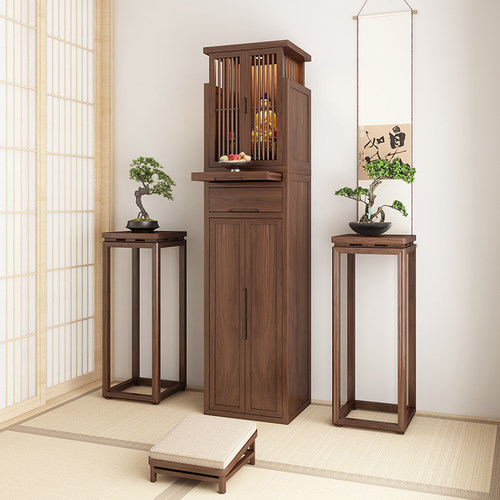 新中式黑胡桃木财神佛龛神龛柜