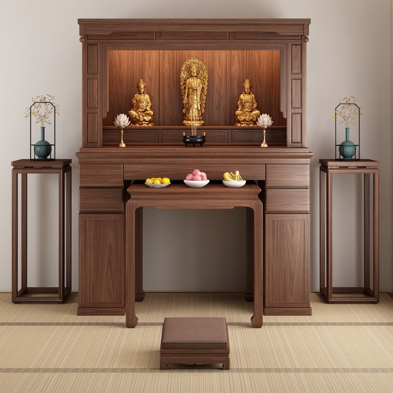 黑胡桃木佛堂佛龛新中式立柜观音财神菩萨供桌神台柜供奉桌香火桌,住宅家具,佛柜/佛龛,淘宝优惠券,粉丝福利购,淘宝优惠卷