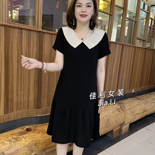 薄款 黑裙子 雪纺连衣裙女夏2025新款 娃娃领气质百搭宽松显瘦宽松版