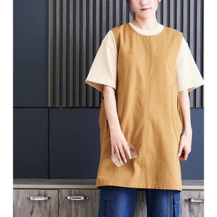 复古纯棉时尚罩衣男女餐饮饭店厨房超市奶茶店工作服定制logo围裙