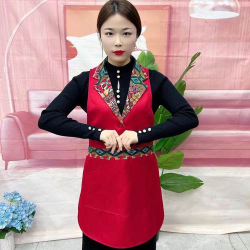 中式翻领马甲式围裙女厨房