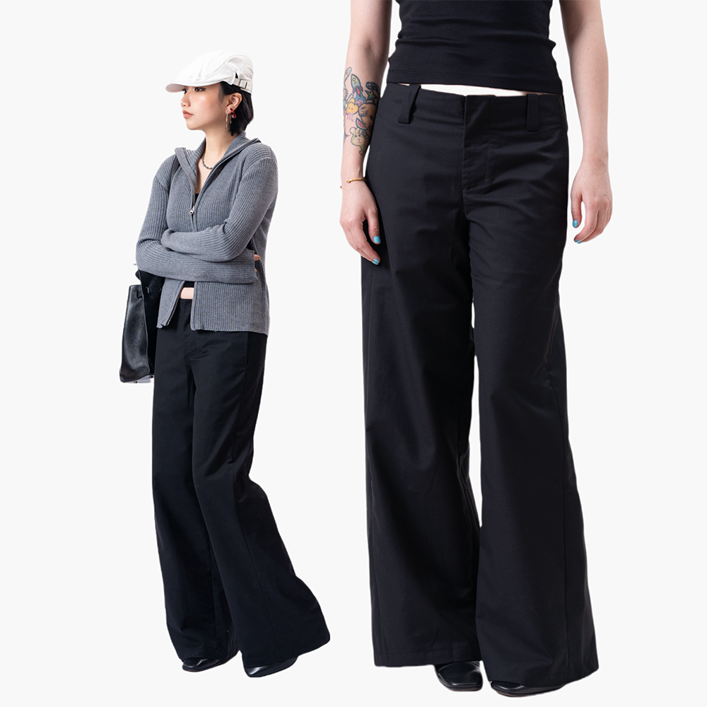 Link Exchange低腰直筒阔腿休闲西装裤_unisex微光泽感