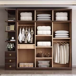新中式紫金檀木实木衣柜简约现代家用卧室全实木大衣橱收纳储物柜