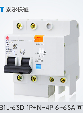 MB1L-63D型32TYT泰永长征25电机16长九40A3P+N漏电保护开关断路器