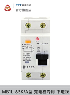 太永长征Mb1L-63K/A常州C40充电桩漏电保护1P+N在线50断路器63A