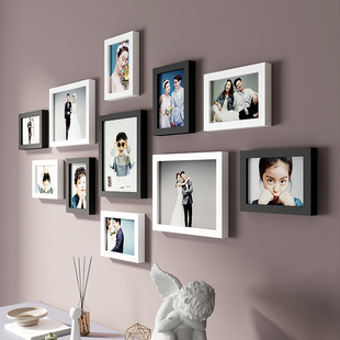 现代简约照片墙创意相片挂墙背景装 饰客厅卧室免打孔相框挂墙组合