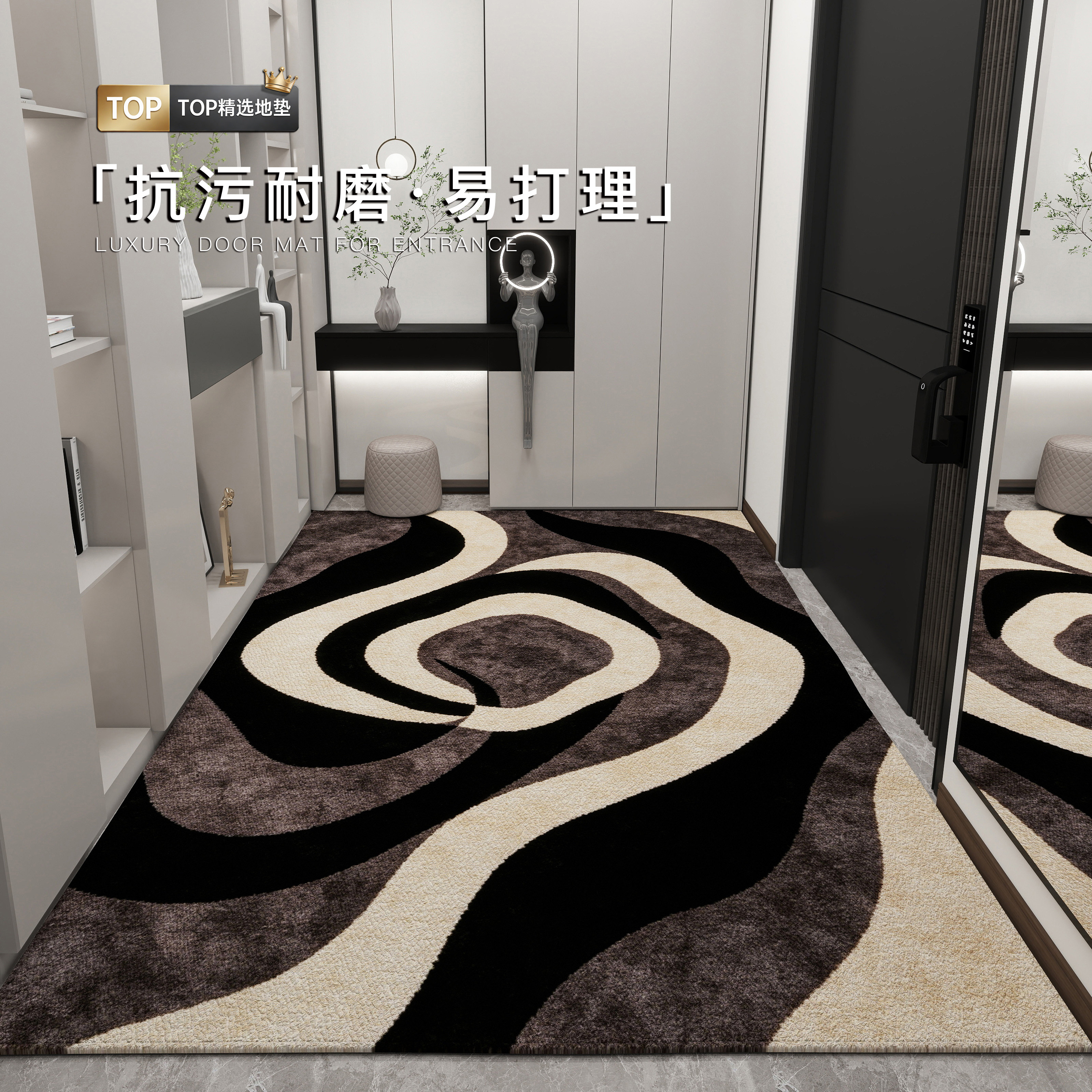 现代轻奢入户门垫进门玄关地垫家用脚垫防滑耐磨客厅茶几毯卧室垫
