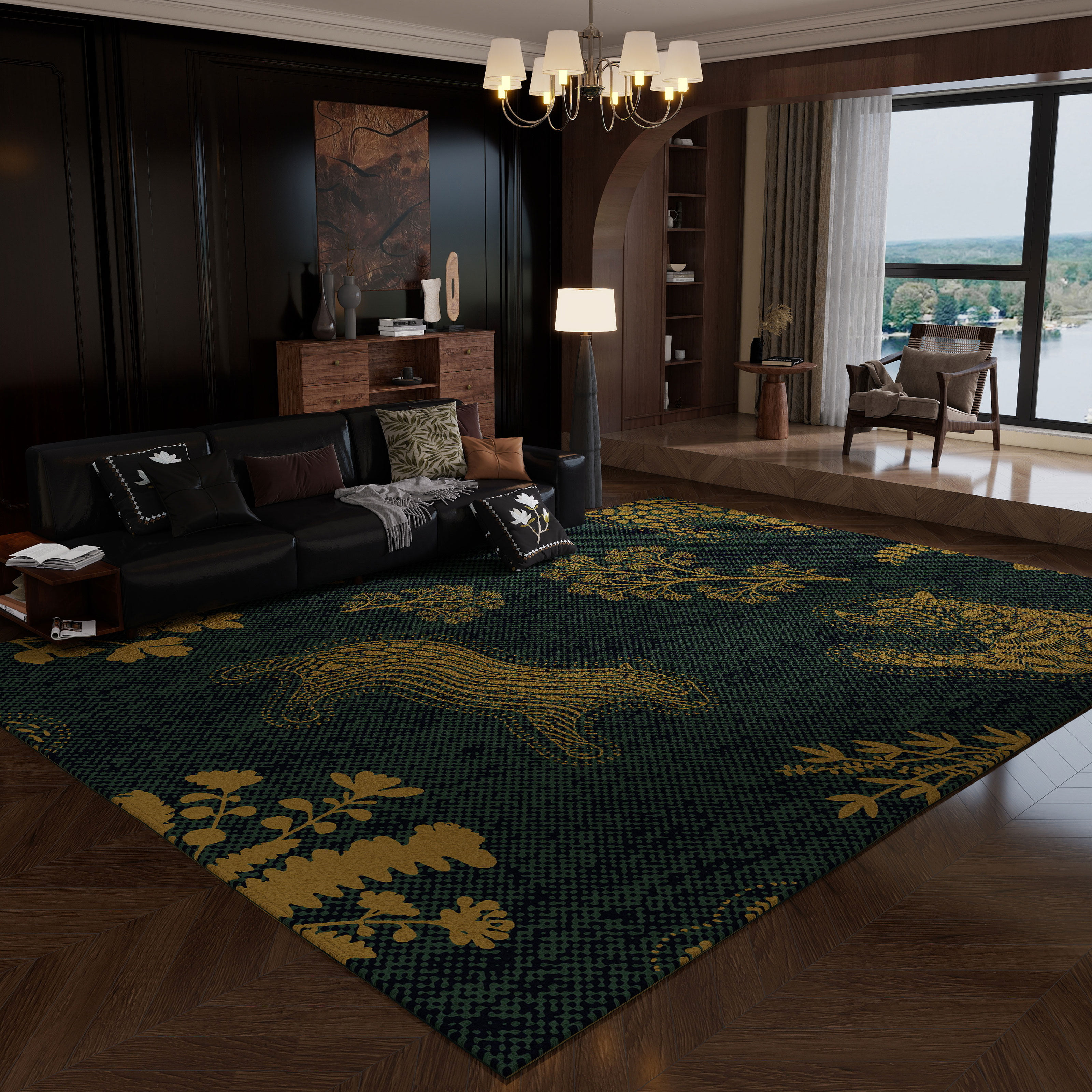 复古北欧大面积客厅地毯2026新款家用卧室垫防滑地垫茶几垫高级感