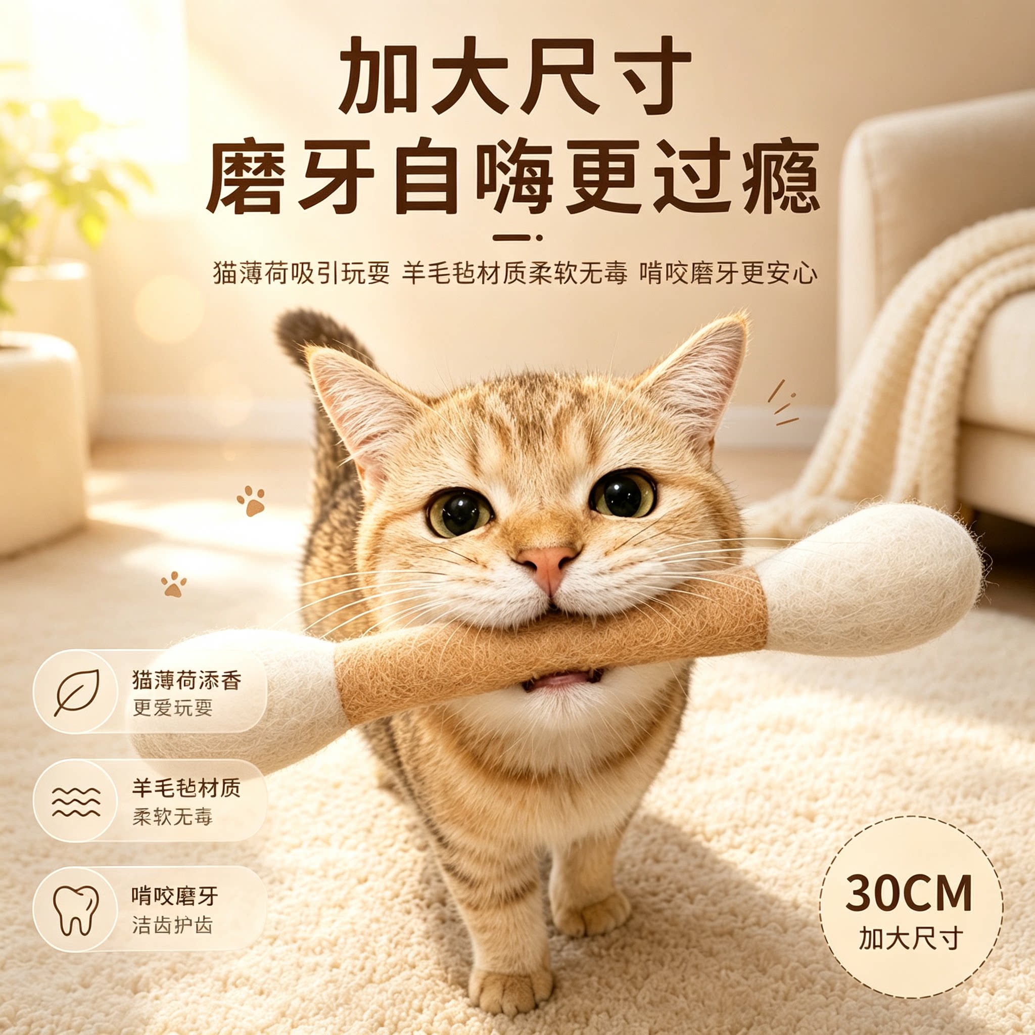 羊毛毡猫玩具自嗨磨牙互动