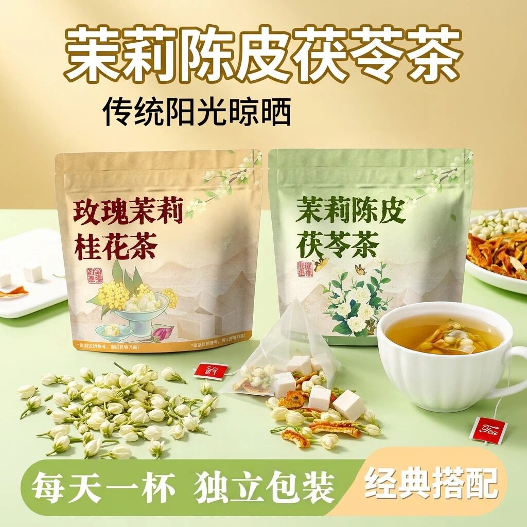 香香花茶组合】陈皮茯苓茉莉花桂花玫瑰组合花草茶夏季日常冲泡茶