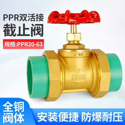 ppr双活接铜截止阀20双头热熔25阀门4分6分自来水管阀门开关配件