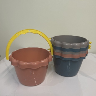 沙滩桶小水桶 儿童钓鱼玩具塑料桶 花边设计 海边玩沙挖沙工具批