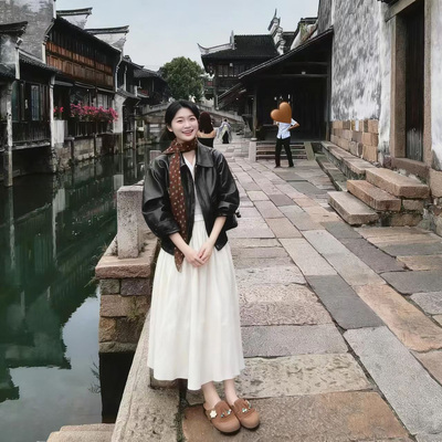 黑色美式复古皮衣外套女2025新款秋高级感轻熟风搭配裙子夹克上衣