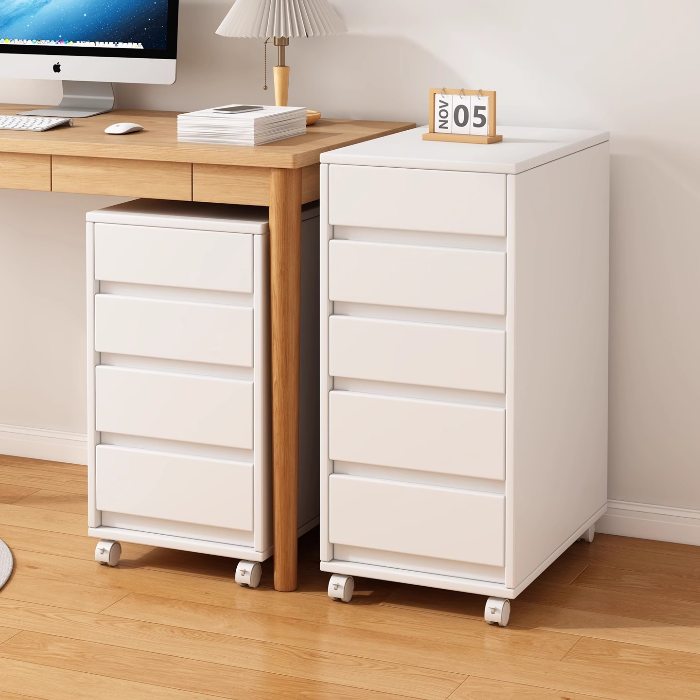 桌下收纳柜抽屉式缝隙柜落地抽屉柜带轮多层文件柜夹缝窄缝置物柜