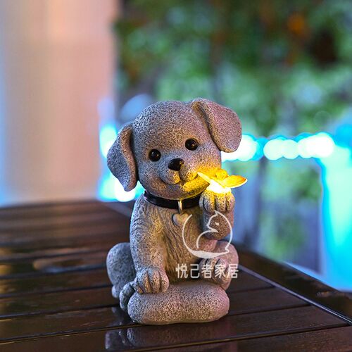 太摆能仿阳动物庭院灯可爱小狗阳台花园户外猫咪装饰景观兔子真件