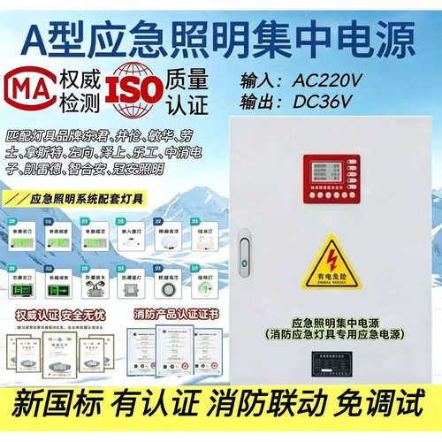 新国标A型应急照明集中电源箱DC36V匹配多系统应急灯具消防控制器