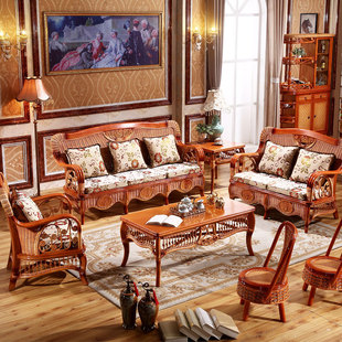 藤椅藤沙发组合客厅藤编沙发藤椅三人藤沙发藤艺藤竹沙发藤木家具