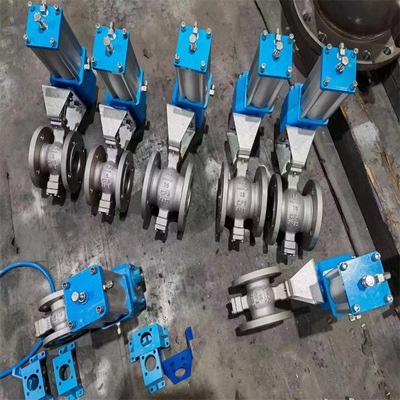 QV647F-16C  DN400 带颗粒泥浆水细沙煤粉尘耐磨气动V型球阀