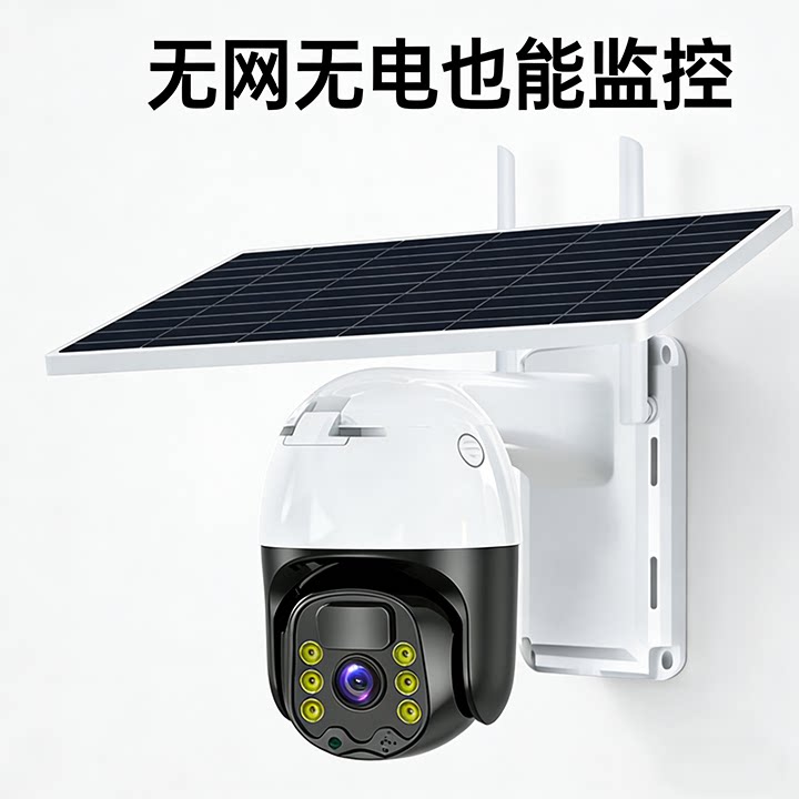 太阳能监控器摄像头360度无死角手机远程室外高清夜视4G无电无网
