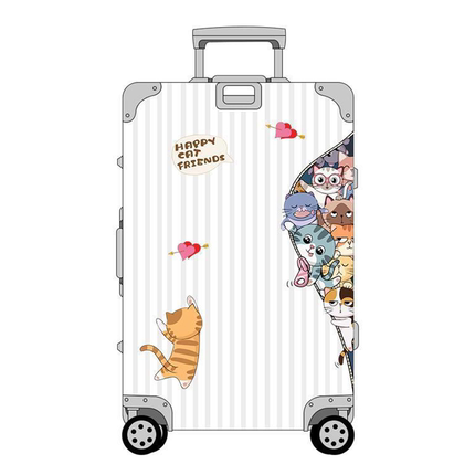 可爱猫咪行李箱贴纸防水不留胶全贴整张卡通大号拉杆旅行箱装饰贴