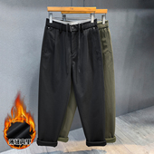 男士 2025新款 冬季 专柜品质气质感加绒加厚休闲裤 宽松小直筒长裤 子