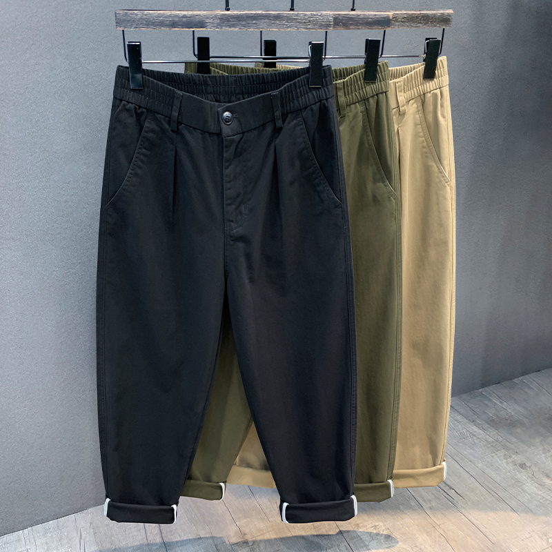 日系梭织纯棉直筒休闲裤百搭长裤