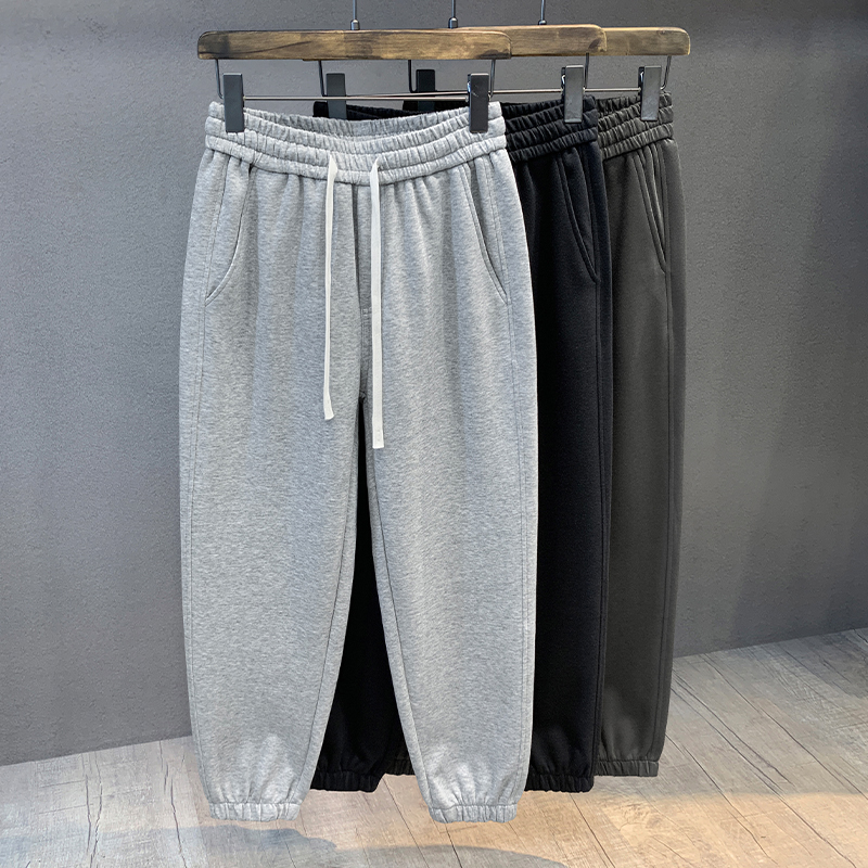 百搭纯色美式休闲大码束脚运动裤