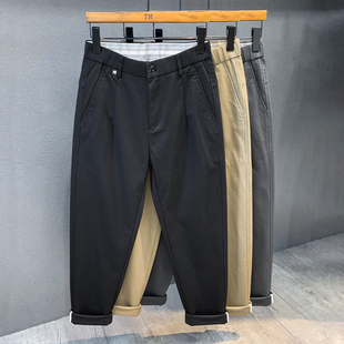 轻熟稳重极简黑色休闲裤男士2025新款春秋季合体小直筒长裤子男裤