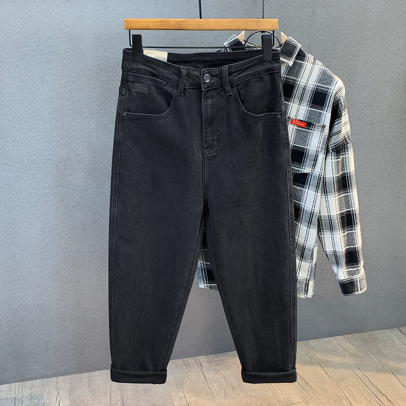 秋季高端棉感弹力水洗黑色牛仔裤男士2025新款宽松直筒休闲长裤子,男装,牛仔裤,淘宝优惠券,粉丝福利购,淘宝优惠卷