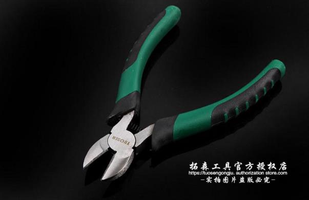 拓森尖嘴钳 斜嘴钳斜口钳 6  8寸老虎钳钢丝钳尖嘴钳电工钳斜口钳 - 实物图