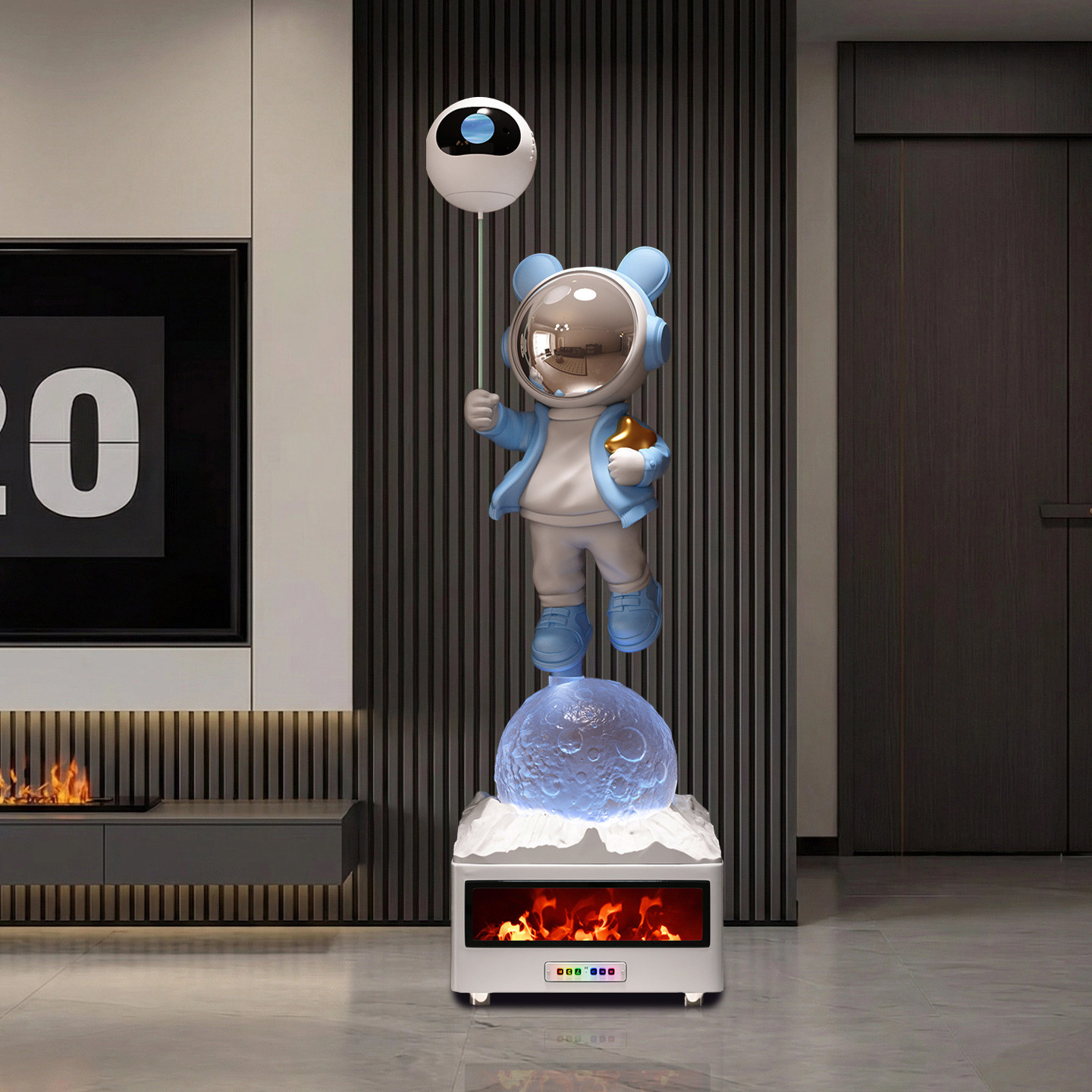 太空人宇航员大月球造型K歌蓝牙落地摆件灯光装饰客厅家居极简风