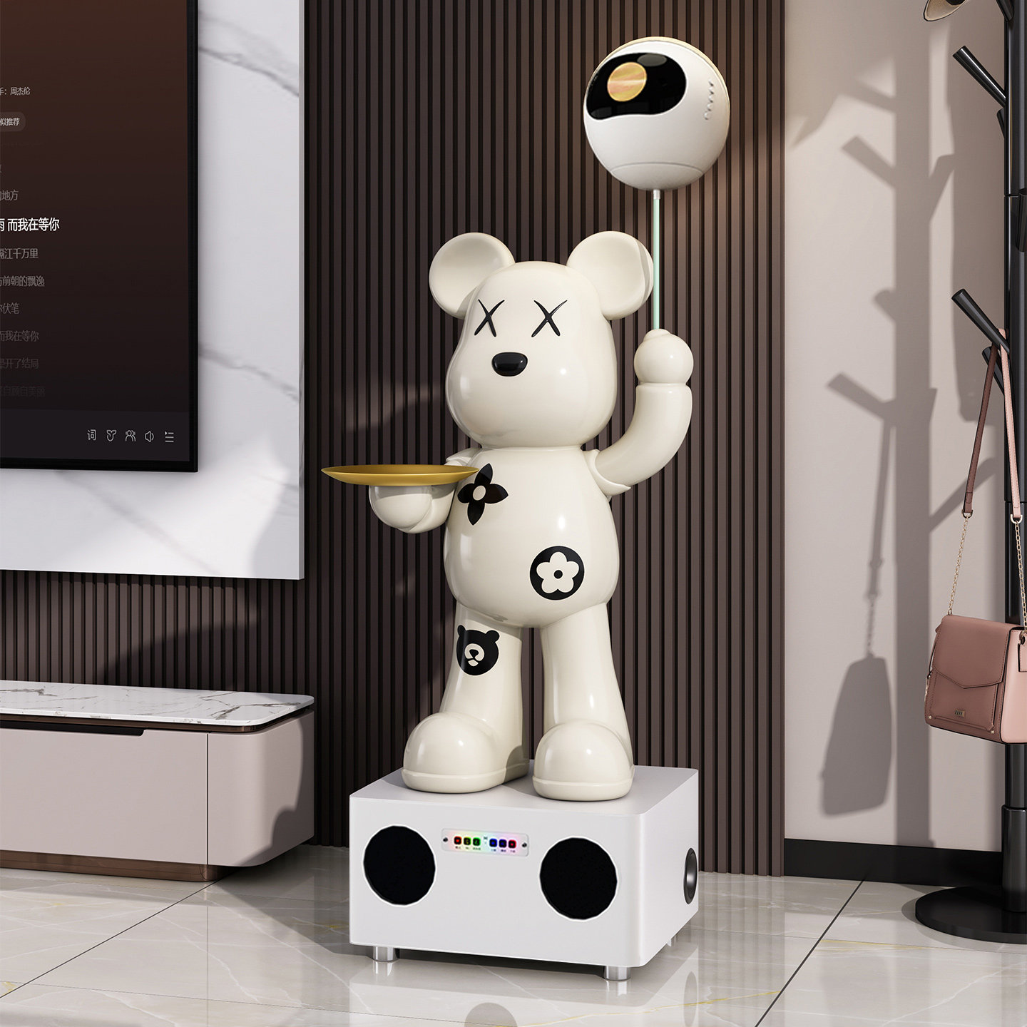 K歌暴力熊存钱罐客厅电视柜旁大型落地摆件蓝牙音响高端大气乔迁