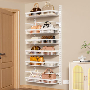 门后超薄置物架可调节高度包包收纳神器家用门后夹缝置物架壁挂