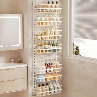 免打孔超薄夹缝多层可调节厨房卫生间浴室入户门门后置物架放包