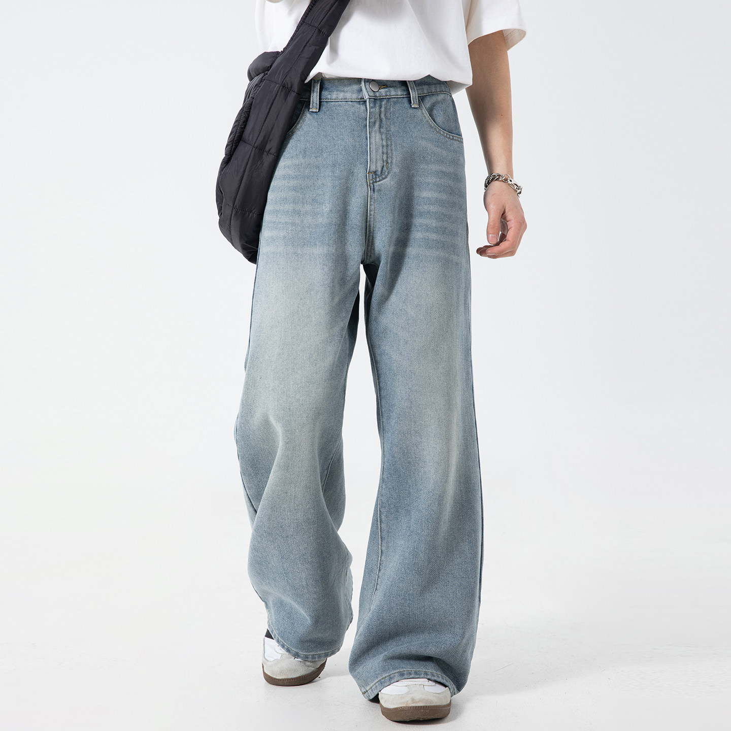 OFF-UP美式复古水洗牛仔裤男款潮牌宽松直筒休闲微喇裤,男装,休闲裤,淘宝优惠券,粉丝福利购,淘宝优惠卷