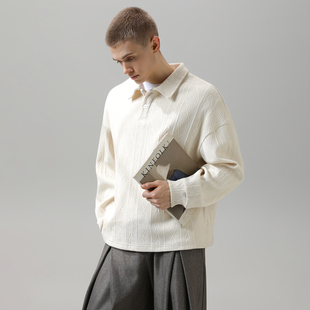 UP新款 宽松百搭polo衫 美式 春季 高级感 复古休闲翻领卫衣男装 OFF