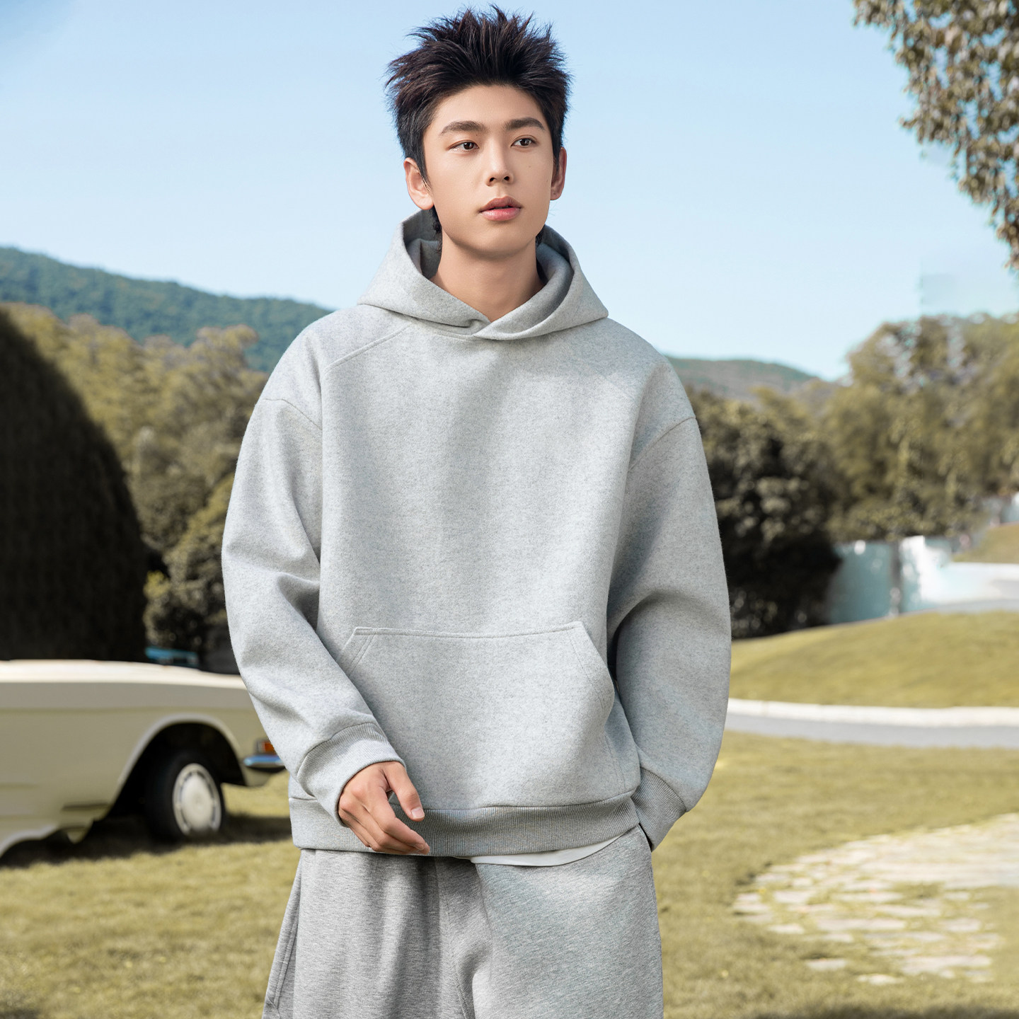 OFF-UP美式复古连帽卫衣