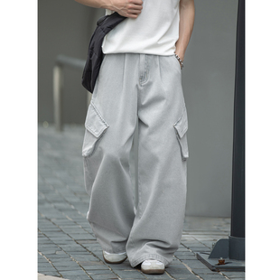 侧边立体口袋牛仔裤 OFF 裤 复古重工水洗做旧工装 宽松通勤日常